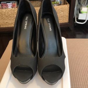 Macy’s Call It Spring Open toe high heel platform shoes.